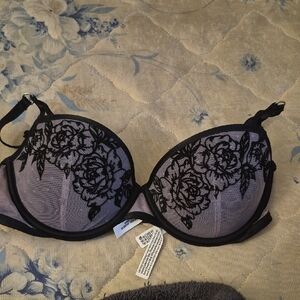 Victoria's Secret Black Floral Lace Bra